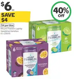 Woolworths Mount franklin lightly sparkling varieties offer