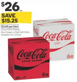 Woolworths Coca-cola classic, zero sugar or diet soft drink varieties offer