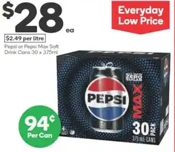 Woolworths Pepsi or pepsi max soft drink cans offer