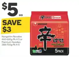 Woolworths Nongshim noodles or premium noodles offer