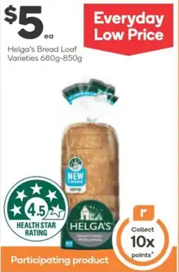 Woolworths Helga's bread loaf varieties offer