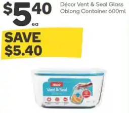 Woolworths Décor vent & seal glass oblong container offer