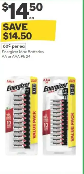 Woolworths Energizer max batteries aa or aaa offer