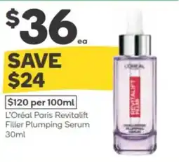 Woolworths L'oréal paris revitalift filler plumping serum offer
