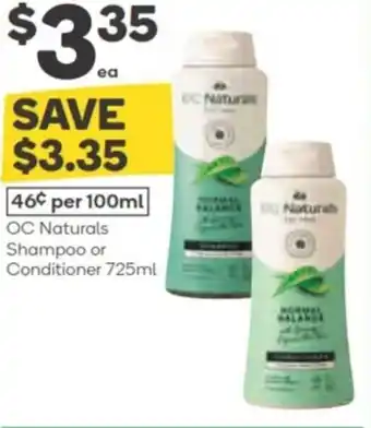 Woolworths Oc naturals shampoo or conditioner offer