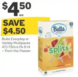 Woolworths Bulla everyday or variety multipacks offer