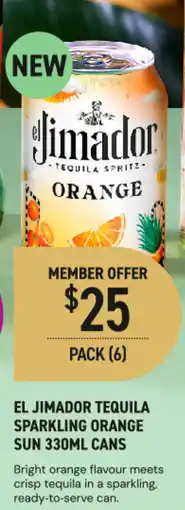 Dan Murphy's El jimador tequila sparkling orange sun cans offer