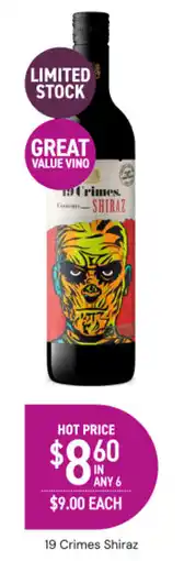 Dan Murphy's 19 crimes shiraz offer