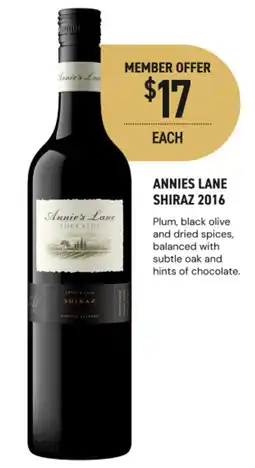 Dan Murphy's Annies lane shiraz 2016 offer
