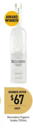 Dan Murphy's Belvedere organic vodka offer