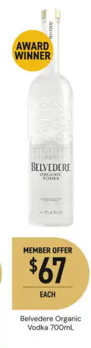Dan Murphy's Belvedere organic vodka offer