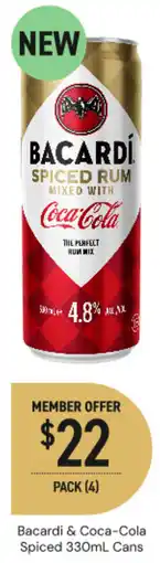 Dan Murphy's Bacardi & coca-cola spiced cans offer