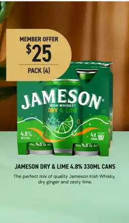 Dan Murphy's Jameson dry & lime 4.8% cans offer