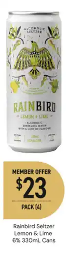 Dan Murphy's Rainbird seltzer lemon & lime 6% cans offer