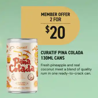 Dan Murphy's Curatif pina colada cans offer