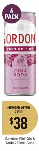 Dan Murphy's Gordons pink gin & soda cans offer