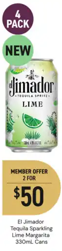 Dan Murphy's El jimador tequila sparkling lime margarita cans offer