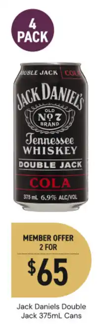 Dan Murphy's Jack daniels double jack cans offer