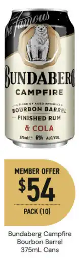 Dan Murphy's Bundaberg campfire bourbon barrel cans offer