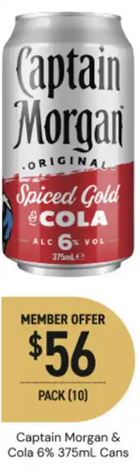 Dan Murphy's Captain morgan & cola 6% cans offer