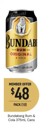 Dan Murphy's Bundaberg rum & cola cans offer