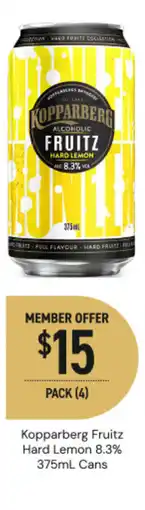 Dan Murphy's Kopparberg fruitz hard lemon 8.3% cans offer