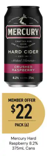 Dan Murphy's Mercury hard raspberry 8.2% cans offer