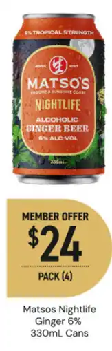 Dan Murphy's Matsos nightlife ginger 6% cans offer
