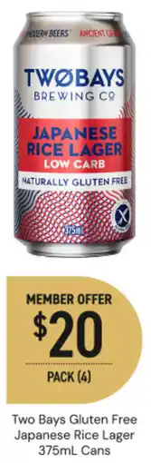 Dan Murphy's Two Bays Gluten Free Japanese Rice Lager Cans offer