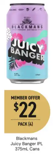 Dan Murphy's Blackmans Juicy Banger IPL Cans offer