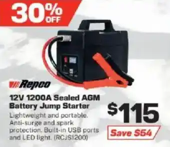 Repco Repco 12V 1200A Sealed AGM Battery Jump Starter offer