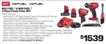 Repco M12 FUEL & M18 FUEL 3 Piece Power Pack 3K3 offer
