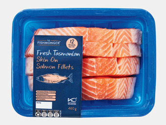 ALDI The fishmonger fresh tasmanian salmon fillets 4pk/460g offer