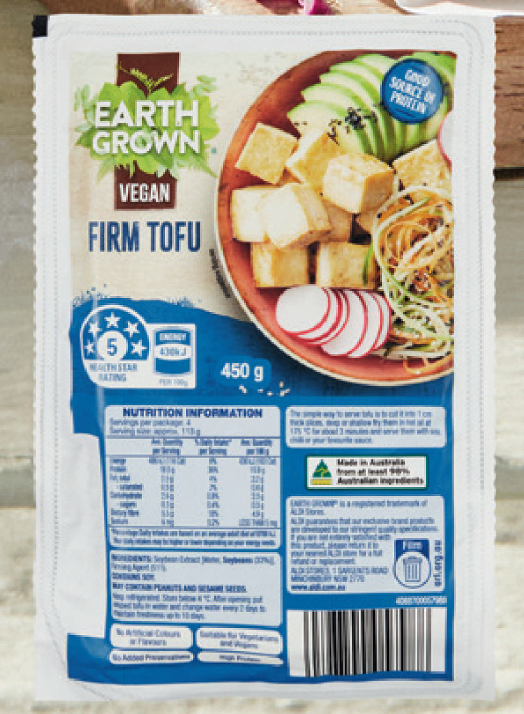 Earth grown firm tofu 450g offer at ALDI