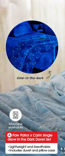 Coles Paw patrol x calm single glow in the dark duvet set offer