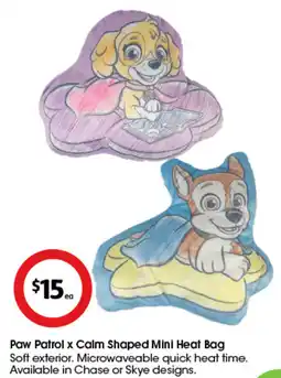 Coles Paw patrol x calm shaped mini heat bag offer
