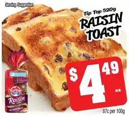 Farmer Jack's Tip top raisin toast offer