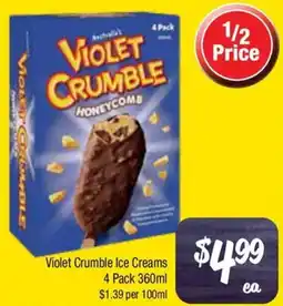 Farmer Jack's Violet crumble ice creams offer