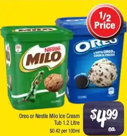 Farmer Jack's Oreo or Nestle Milo Ice Cream Tub offer