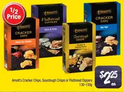 Farmer Jack's Arnott's cracker chips, sourdough crisps or flatbread dippers offer
