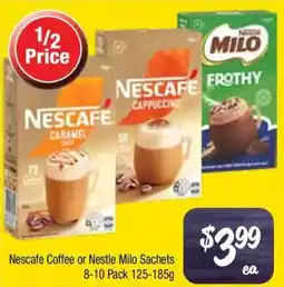Farmer Jack's Nescafe coffee or nestle milo sachets offer