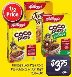 Farmer Jack's Kellogg's coco pops, coco pops choccos or just right offer