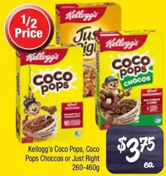 Farmer Jack's Kellogg's coco pops, coco pops choccos or just right offer