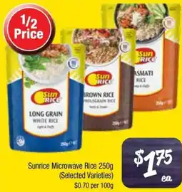 Farmer Jack's Sunrice microwave rice (selected varieties) offer