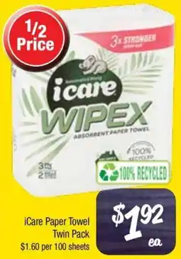 Farmer Jack's Icare paper towel twin pack offer