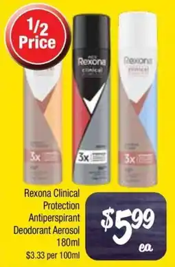 Farmer Jack's Rexona clinical protection antiperspirant deodorant aerosol offer