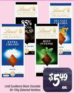 Farmer Jack's Lindt excellence block chocolate (selected varieties) offer