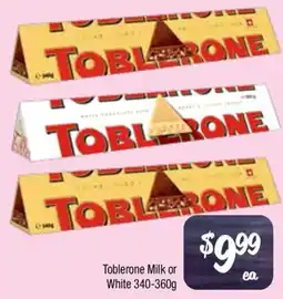 Farmer Jack's Toblerone milk or white offer