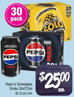 Farmer Jack's Pepsi or schweppes drinks offer
