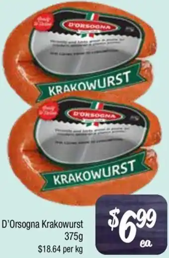 Farmer Jack's D'Orsogna Krakowurst offer